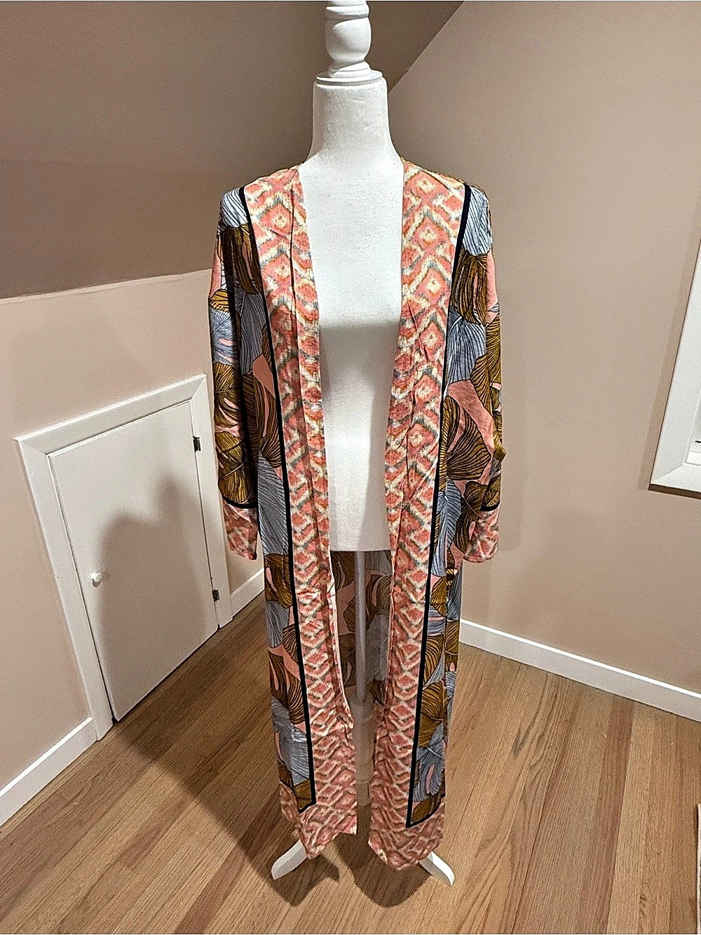 NWOT Anthropologies Abstract Print Kimono, Pink & Blue, One Size